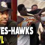 Jeff Teague REACTS to Wolves vs. Hawks BRAWL where Naz Reid tried to RIP Mouhamed Gueye’s shirt off