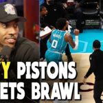 Jeff Teague REACTS to CRAZY NBA FIGHT in Pistons-Hornets game between Isaiah Stewart & Miles Bridges