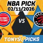Detroit Pistons vs Toronto Raptors Pick 2/11/26 NBA Pick Prediction