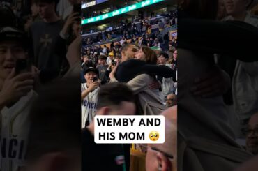 Wemby and his mom share a moment after his 40-PT performance in LA 🥺