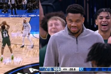 Giannis loving new teammate Cam Thomas after dagger 3 and 34pts vs Magic 😂