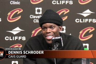 Dennis Schroder reacts to his home debut for the Cavs in a 138-113 win over the Wizards