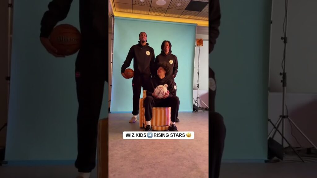 Tre Johnson, Alex Sarr, and Kyshawn George get their Castrol USA Rising Star portraits taken! 😄