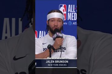 Brunson references Josh Hart's media day prank ☝🏽 🍑 #shorts