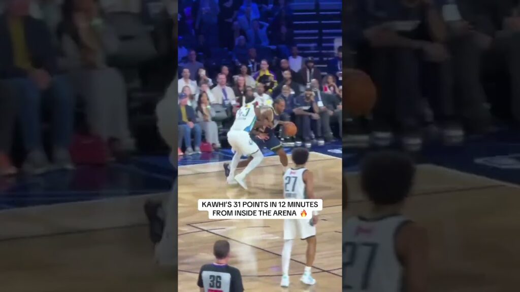 A look from inside the arena at Kawhi Leonard’s 31pts in 12 minutes during Stripes vs World! 🌟