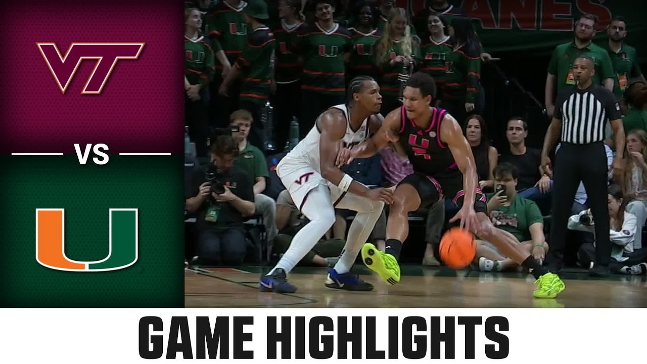 Virginia Tech vs. Miami Game Highlights | 2025-26 ACC Men's Basketball