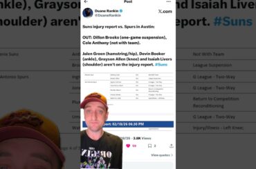 Phoenix Suns Injury Report For 2/19/2026 Suns At Spurs #suns