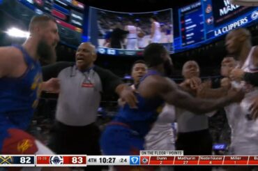 Jonas Valanciunas tries to fight Clippers after Mathurin and Dunn shoved him