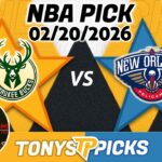 Milwaukee Bucks vs New Orleans Pelicans Pick 2/20/26 NBA Pick Prediction