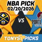 Denver Nuggets vs Portland Trail Blazers Pick 2/20/26 NBA Pick Prediction