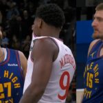 Bennedict Mathurin talks to Jamal Murray before he misses game tying FT - Wild ending