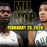 Milwaukee Bucks vs New Orleans Pelicans Full Game Highlights – February 20, 2026 | NBA Season