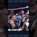 Played for each other 🤝 JMac and Nick Gallo catch up after tonight’s win 🎤