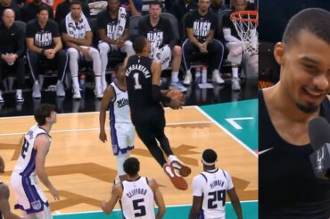 Wemby says he'll be in dunk contest after crazy windmill dunk with 5 Kings around