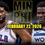 Minnesota Timberwolves vs Philadelphia 76ers Full Game Highlights – February 22, 2026 | NBA Season