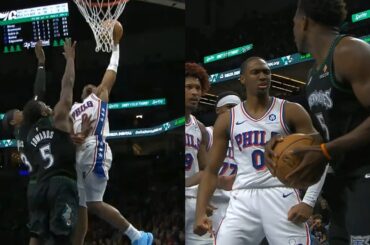 Tyrese Maxey FILTHY poster dunk on Anthony Edwards then stares him down 😳