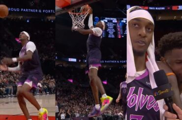 Anthony Edwards clutch 3 then McDaniels self lob for dagger dunk vs Trail Blazers