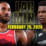 Minnesota Timberwolves vs Los Angeles Clippers Full Game Highlights – February 26, 2026 | NBA Season