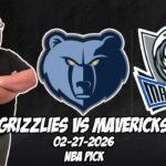 Memphis Grizzlies vs Dallas Mavericks 2/27/26 NBA Free Picks & Prediction | NBA Betting Tips