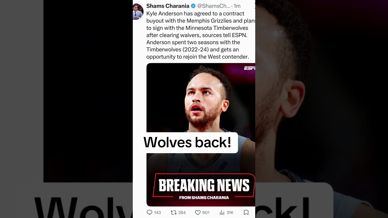 Welcome back to Minnesota Kyle Anderson! #timberwolves #kyleanderson