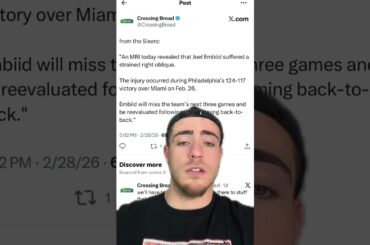 BREAKING 🚨 JOEL EMBIID OUT WITH STRAINED OBLIQUE… HE CAN’T CATCH A BREAK 😭 #76ers #Sixers #NBA
