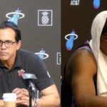 Bam Adebayo & Erik Spoelstra Talk Miami Heat win vs Rockets, Kel'el Ware, Herro vs Durant Trash Talk