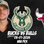 Milwaukee Bucks vs Chicago Bulls 3/1/26 NBA Free Picks & Prediction | NBA Betting Tips