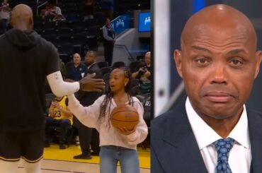 LeBron warms up with his daughter and Chuck says she'd be Lakers 6th or 7th best player 😂