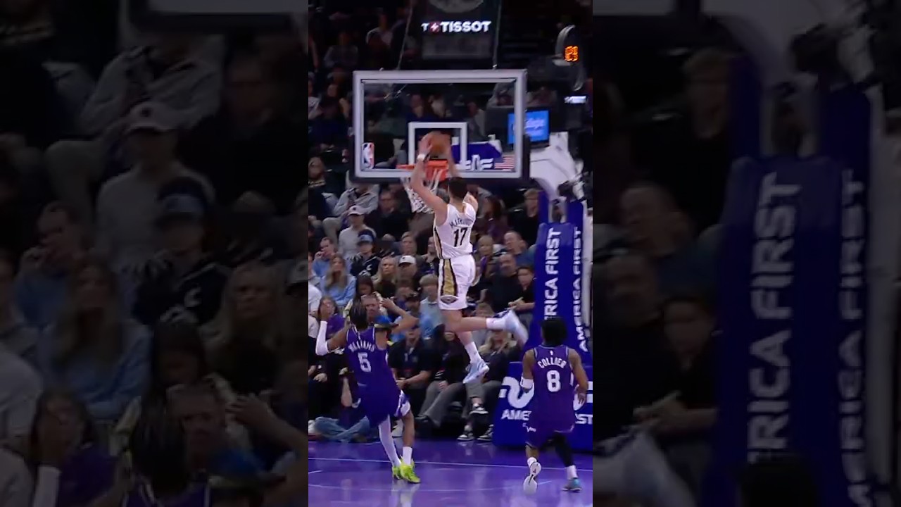 Karlo Matkovic throws down alley-oop jam #pelicans #nba #highlights
