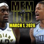 Memphis Grizzlies vs Indiana Pacers Full Game Highlights – March 1, 2026 | NBA Season