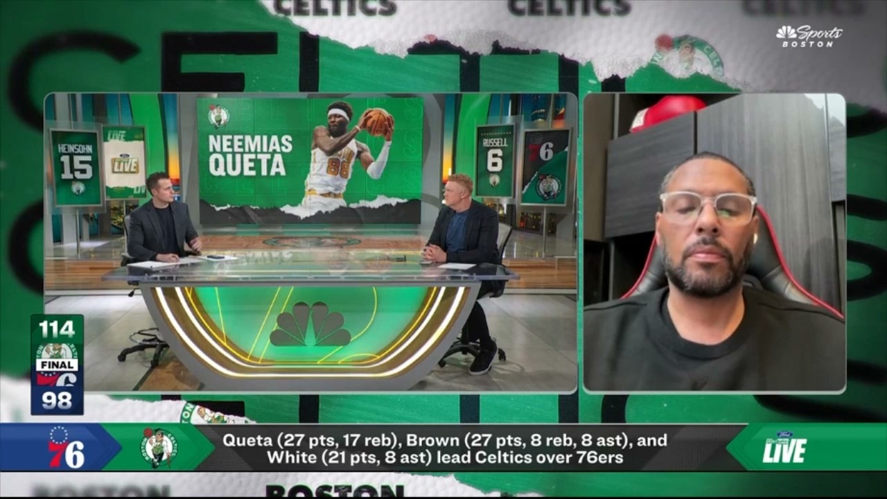 Tom Giles reacts to Boston Celtics beat Philadelphia 76ers 114-98; Jaylen Brown: 27 PTS 8 AST 8 REB