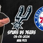 San Antonio Spurs vs Philadelphia 76ers 3/3/26 NBA Free Picks & Prediction | NBA Betting Tips