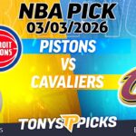 Detroit Pistons vs Cleveland Cavaliers 3/3/26 NBA Betting Tips