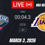 NBA LIVE! Los Angeles Lakers  vs New Orleans Pelicans I  March 3, 2026 Pelicans vs Lakers | 2K26