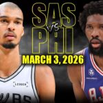 San Antonio Spurs vs Philadelphia 76ers Full Game Highlights – March 3, 2026 | NBA Season
