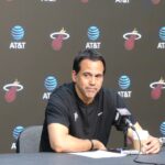 Erik Spoelstra Talks Miami Heat Win Over Nets, Tyler Herro Floaters, Bam Adebayo Rebounding Record