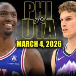 Philadelphia 76ers vs Utah Jazz Full Game Highlights – March 4, 2026 | NBA Season