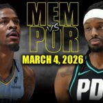 Memphis Grizzlies vs Portland Trail Blazers Full Game Highlights – March 4, 2026 | NBA Season