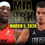 Miami Heat vs Brooklyn Nets Full Game Highlights – March 5, 2026 | NBA Season