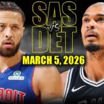 San Antonio Spurs vs Detroit Pistons Full Game Highlights – March 5, 2026 | NBA Season