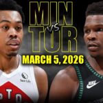 Minnesota Timberwolves vs Toronto Raptors Full Game Highlights – March 5, 2026 | NBA Season