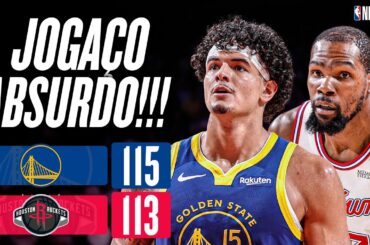 GUI SANTOS dá finta ABSURDA em DURANT, e WARRIORS vencem jogaço contra os ROCKETS