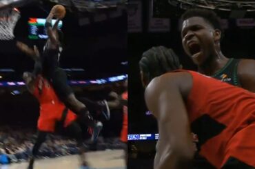 Anthony Edwards INSANE POSTER DUNK on RJ Barrett and screams in his face 😳