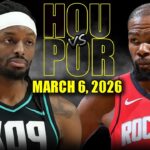 Houston Rockets vs Portland Trail Blazers Full Game Highlights – March 6, 2026 | NBA Season