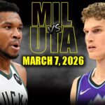 Milwaukee Bucks vs Utah Jazz Full Game Highlights – March 7, 2026 | NBA Season