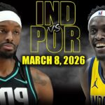Indiana Pacers vs Portland Trail Blazers Full Game Highlights – March 8, 2026 | NBA Season