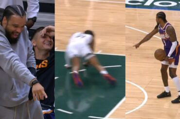 Jalen Green drops Ousmane Dieng then points at him and hits the shot 😂