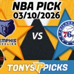Memphis Grizzlies vs Philadelphia 76ers Pick 3/10/26 NBA Pick Prediction