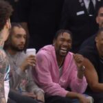 LaMelo Ball has Russ & Malik Monk laughing chirping back at them after hitting 3 😂