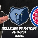 Memphis Grizzlies vs Detroit Pistons 3/13/26 NBA Free Picks & Prediction | NBA Betting Tips